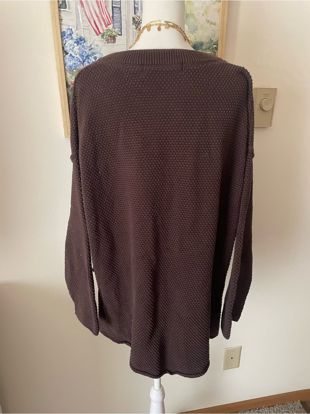 Free People Beach Hailee Henley Sweater in Hot Fudge Brown Size Large - Picture 8 of 8